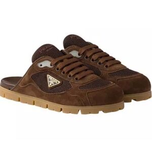 Prada Women's Trail Mesh Fabric and Suede Mules. SOLD OUT